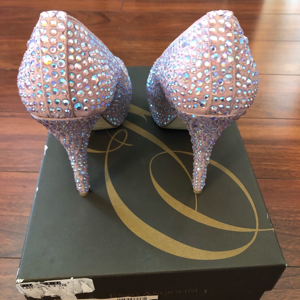 Enzo Angiolini Pink Rhinestone Heels - Picture 3 of 5